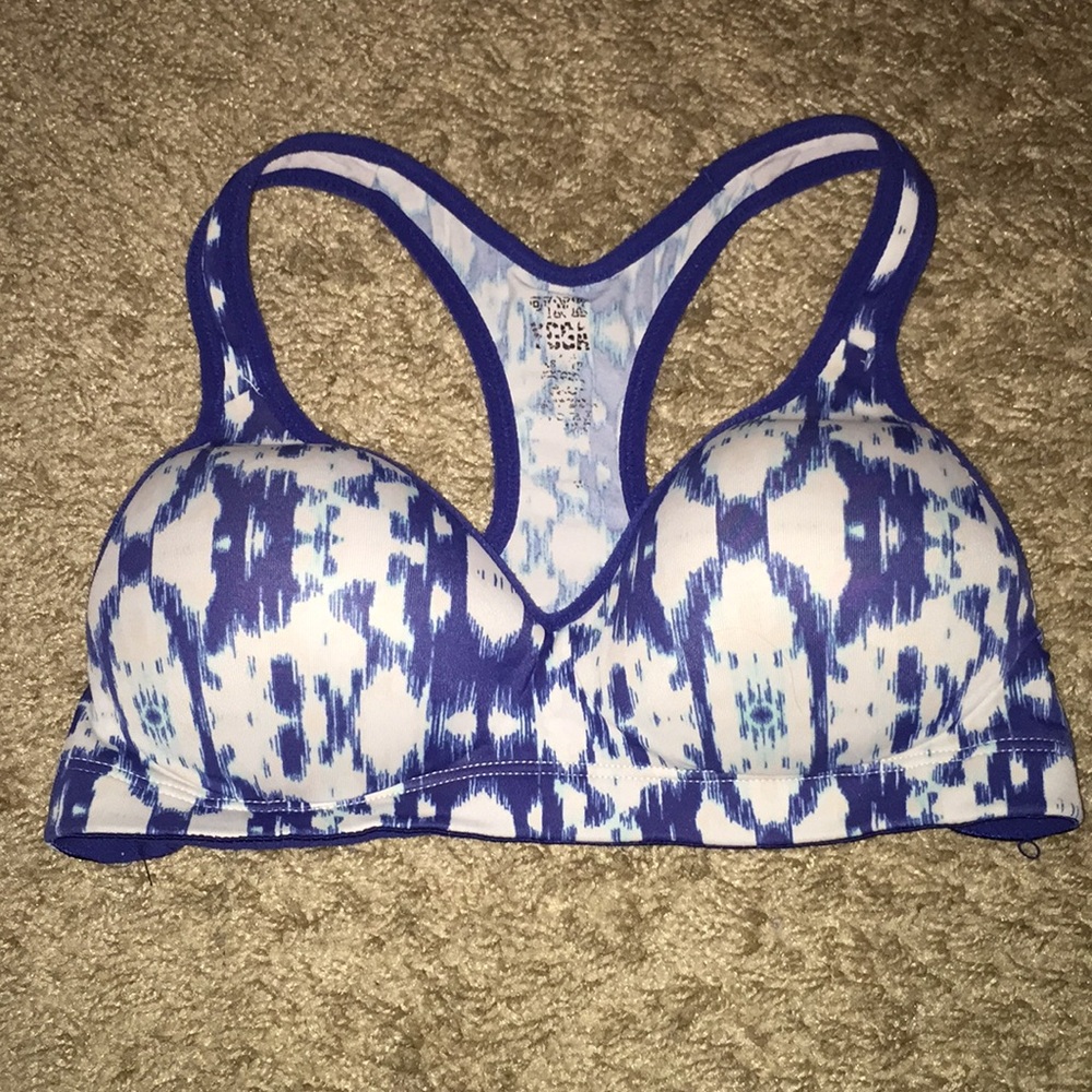 Navy, turquoise & white VS sports bra